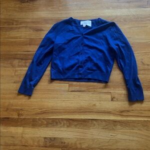 Carolina Herrera 100% Virgin Wool Blue Button Down Cardigan Sweater